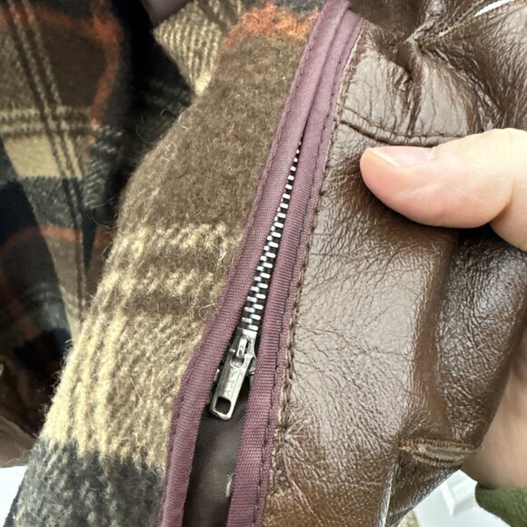 Vintage Rice Men 42 Brown Cabretta Leather 70s Jacket Coat Lined Sheepskin - Picture 9 of 12